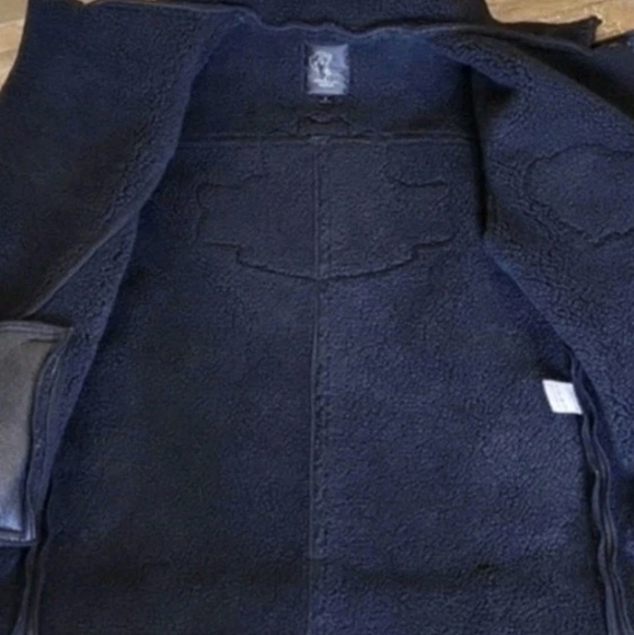 Rare Faux Leather Faux Shearling Collar & Lining Moto Punk Retro Biker Jacket, S - Picture 12 of 13